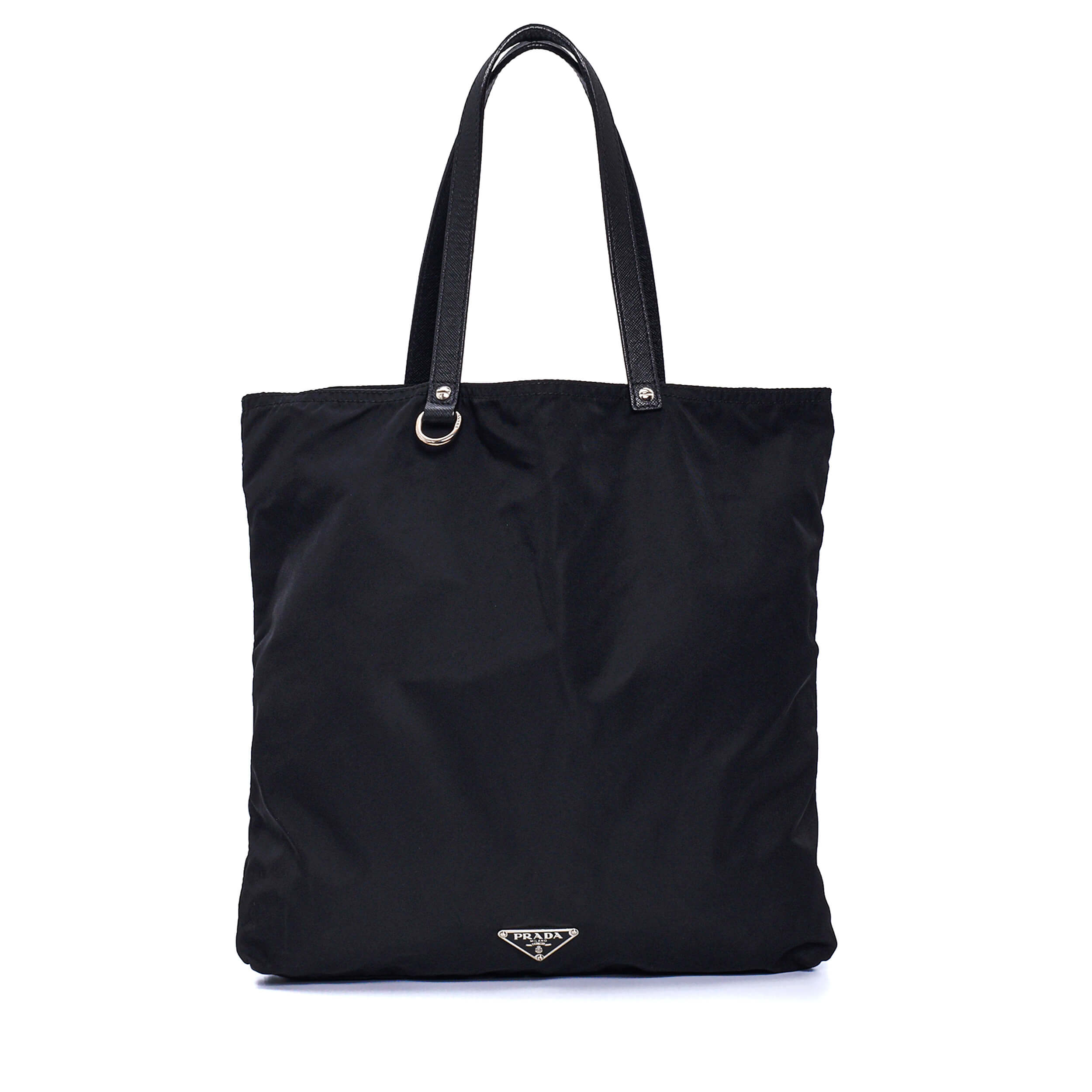 Prada - Black&Floral Patchwork Nylon Small Tote Bag